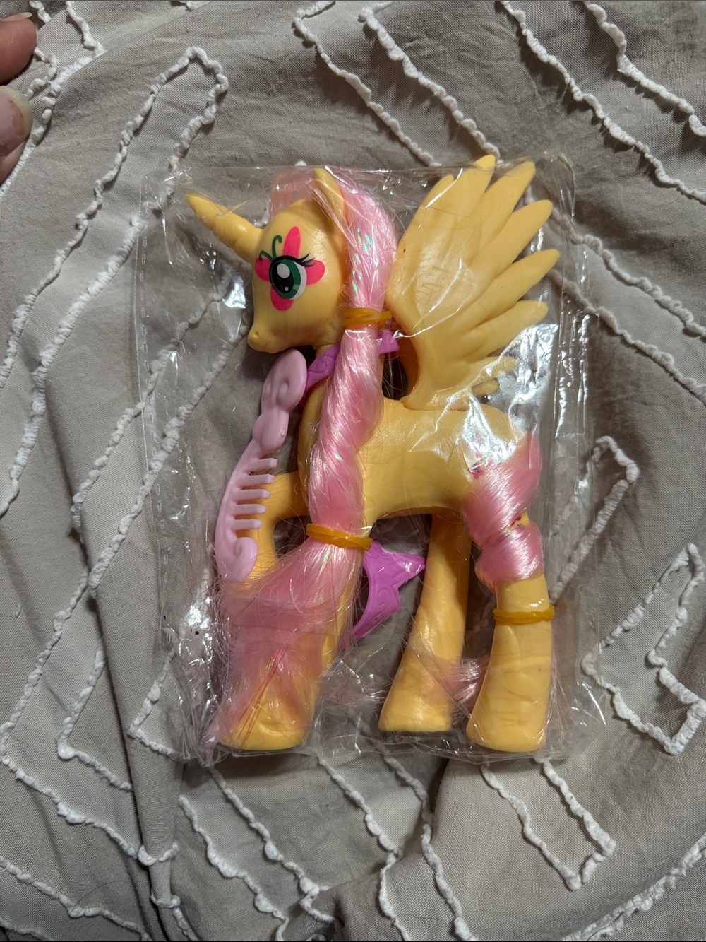 My Little Pony Yellow & Pink Pegasus Unicorn Figure with Comb
